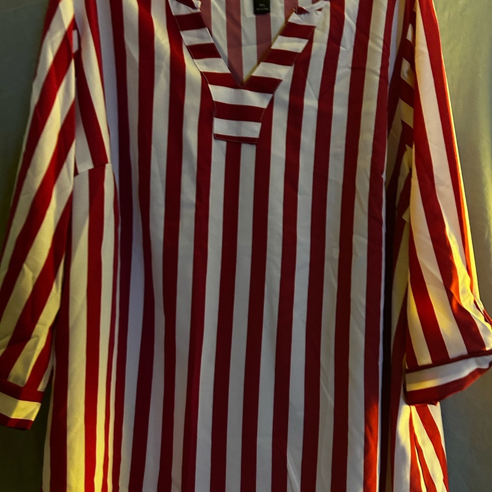 SHEIN Red and White Striped Blouse